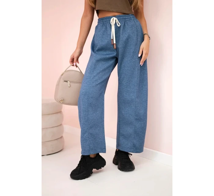 Maslové nohavice zviazané v páse denim meliert