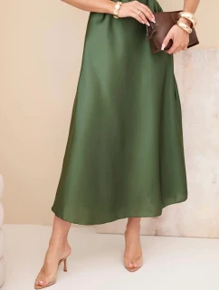 Dámska viskózna rozšírená sukňa khaki