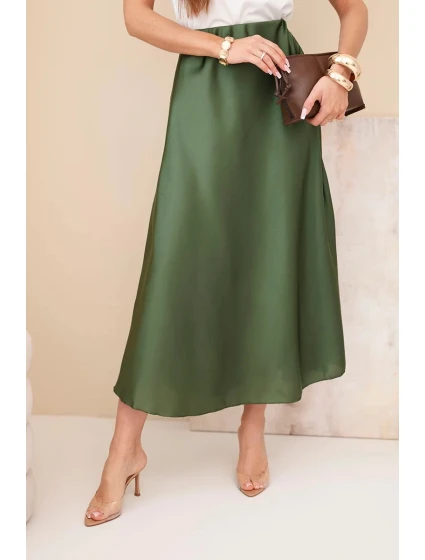 Dámská viskózová rozšířená sukně khaki