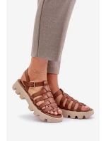 Skórzane Sandały Damskie Zazoo 3695 Camel Skórzane Sandały Damskie Zazoo 3695 Camel