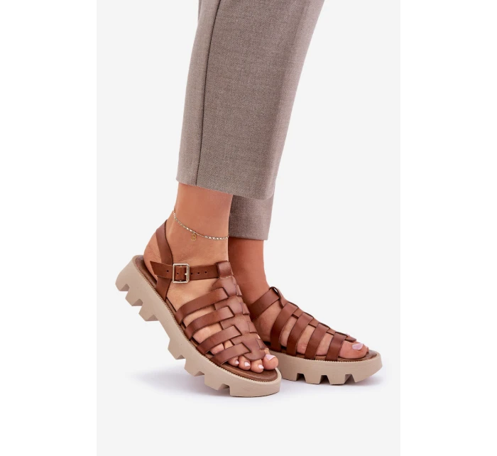 Skórzane Sandały Damskie Zazoo 3695 Camel Skórzane Sandały Damskie Zazoo 3695 Camel