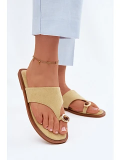 Dámské ploché žabky s ozdobným detailem Žluté Fedira