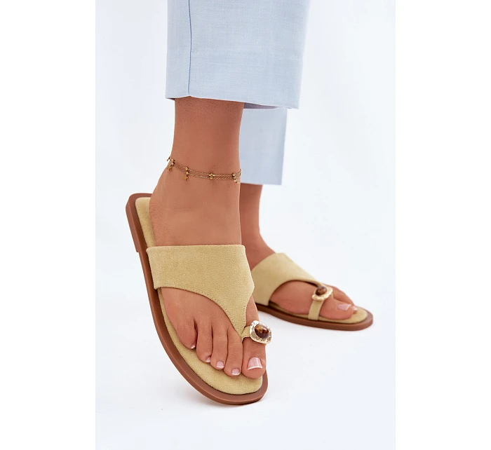 Dámské ploché žabky s ozdobným detailem Žluté Fedira