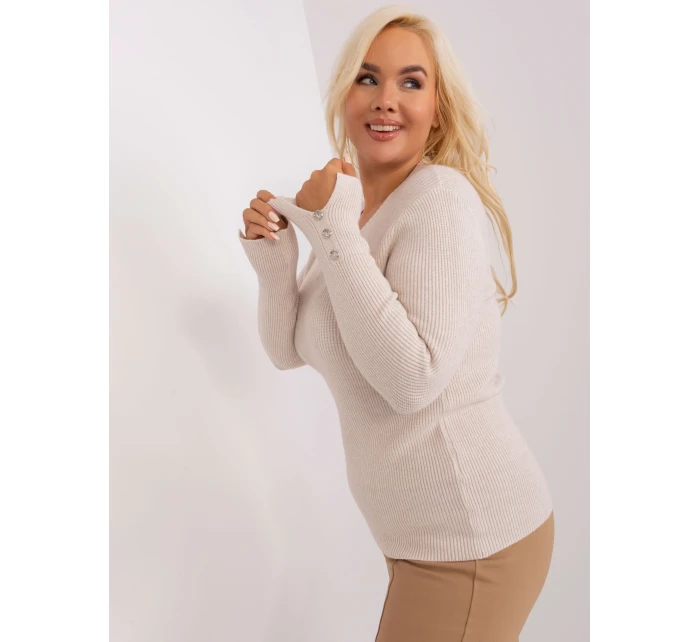 Sweter PM SW PM model 18949421 jasny beżowy - FPrice Sweter PM SW PM model 18949421 jasny beżowy - FPrice