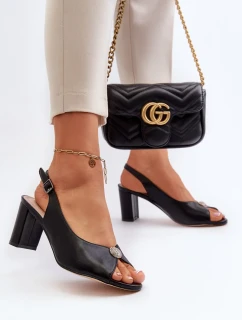 Elegantné sandále na vysokom podpätku so zdobením, Black Trasea