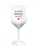 PRE NAJLEPŠIEHO DEDKA NA SVETE - biely nerozbitný pohár na víno 470 ml