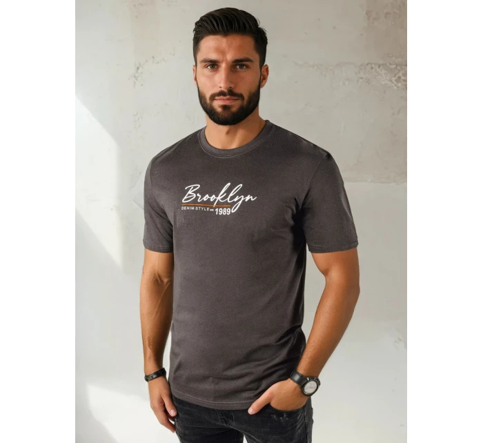Pánské tmavě šedé tričko s potiskem Dstreet model 21973748 - FashionStreet