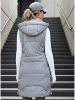 Dámska dlhá prešívaná sivá vesta FashionStreet TY5266