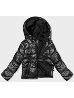 Krátká černá dámská oversize bunda model 21246262 - J.STYLE