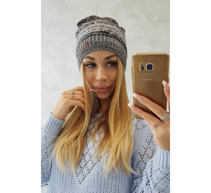 Čiapka s fleecom Patrycja K254 čierna+sivá