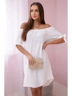 Šaty viazané na rukávy biele Šaty viazané na rukávy biele
