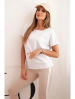 Dámska bavlnená súprava s tričkom a legínami s bielou šerpou