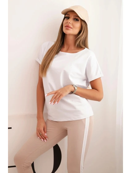 Dámska bavlnená súprava s tričkom a legínami s bielou šerpou