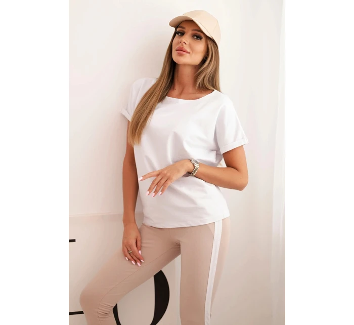 Dámska bavlnená súprava s tričkom a legínami s bielou šerpou