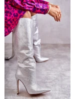 Modne Kozaki Na Szpilce Z Cyrkoniami Srebrne Lovisa