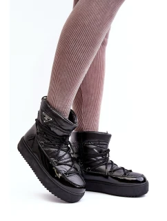 Dámské sněhule na platformě s mašlí černé model 21641625 - Boto