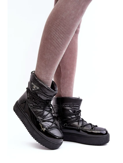 Dámské sněhule na platformě s mašlí černé model 21641625 - Boto