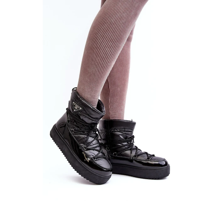 Dámské sněhule na platformě s mašlí černé model 21641625 - Boto