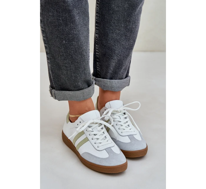 model 21684284 Kožené Nízké Tenisky Dámské Bílé - Zazoo