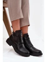 Ocieplane Botki Damskie Na Zamek Z Ozdobnym Detalem Czarne Roselle Ocieplane Botki Damskie Na Zamek Z Ozdobnym Detalem Czarne Roselle