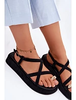 Sandály na platformě s zlatým detailem Černé Olmira