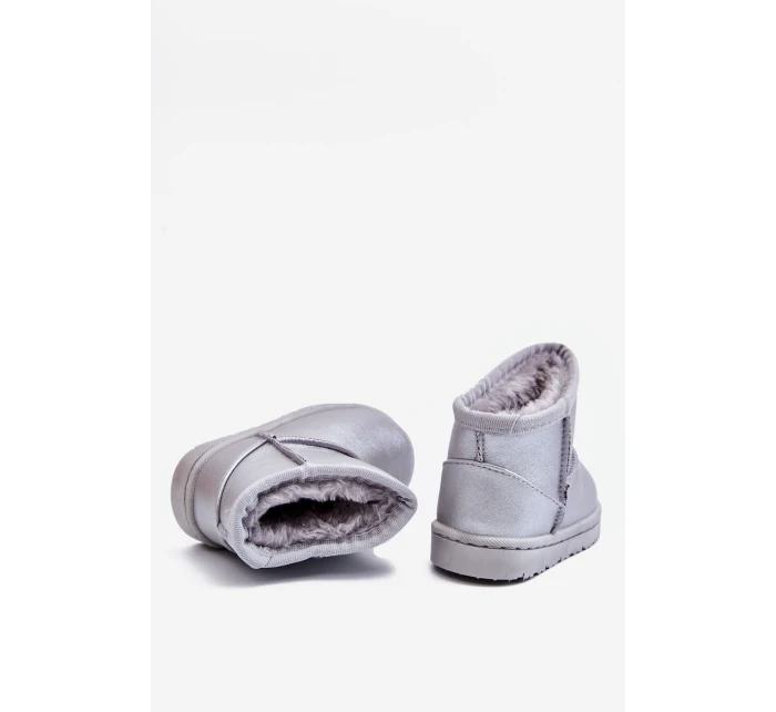 Ocieplane Dziecięce Botki Śniegowce Srebrne Scooby