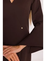 model 21296033 Šaty s širokými manžetami hnědé - Moe