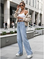 Dámske džínsy s vysokým pásom a širokými nohavicami modré FashionStreet UY2941