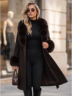 Płaszcz damski z odpinanym  brązowy model 22404904 - FashionStreet