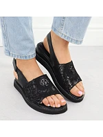 Dámske vyvýšené sandále s gumou čierne Jezzi RMR2267-2