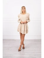 Šaty so zvislými volánmi béžovej Šaty so zvislými volánmi béžovej