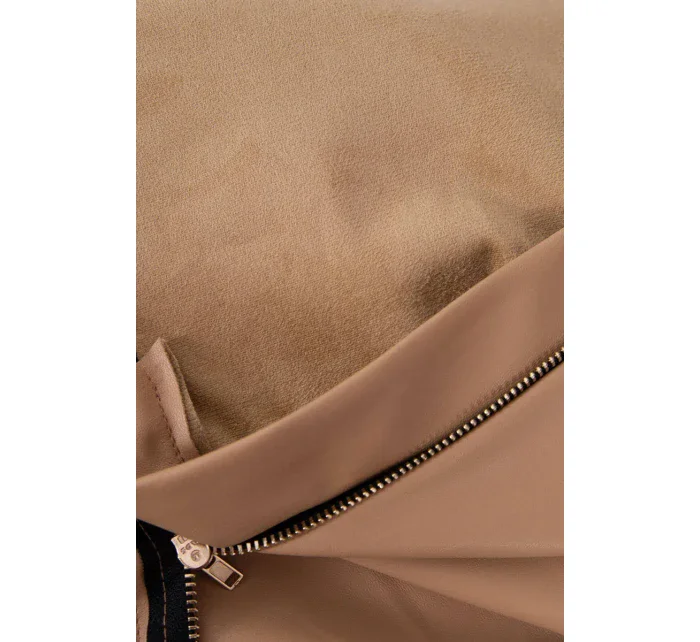 Kožené kalhoty zavazované vpředu v béžové barvě