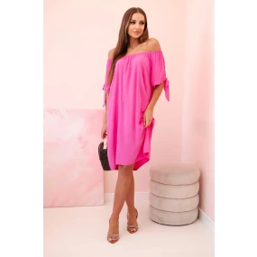Dámské viskózové šaty s vázáním na rukávech růžové Dámské viskózové šaty s vázáním na rukávech růžové
