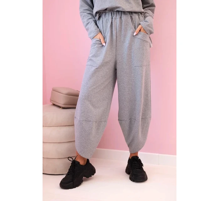 Bavlněná mikina kalhoty set šedá melanž