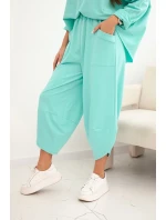 Bavlnená mikina + nohavice tmavá mentolová
