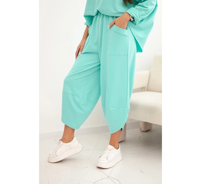 Bavlnená mikina + nohavice tmavá mentolová