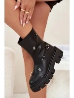 Ocieplane Botki Damskie Na Zamek Z Ozdobami Czarne Thavira Ocieplane Botki Damskie Na Zamek Z Ozdobami Czarne Thavira