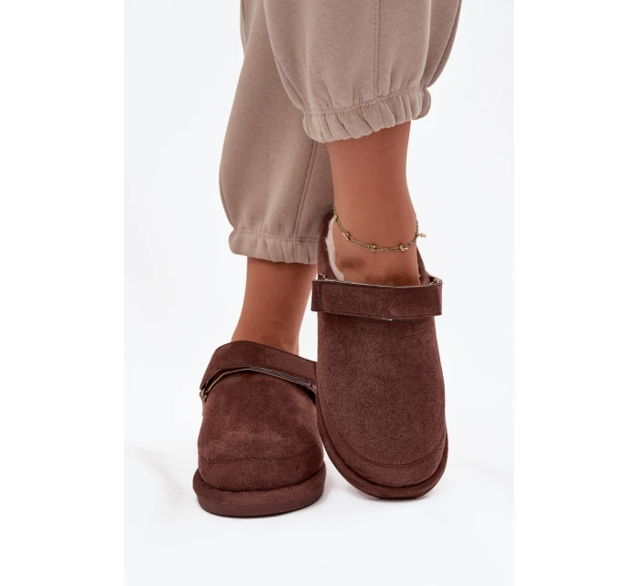 Kapcie Damskie Z Paskiem Ocieplane Futerkiem Czekoladowe Rilena Kapcie Damskie Z Paskiem Ocieplane Futerkiem Czekoladowe Rilena