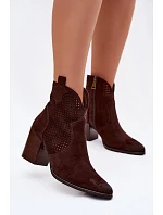 Dámské perforované kotníkové boty Vinceza 58640 Čokoládové