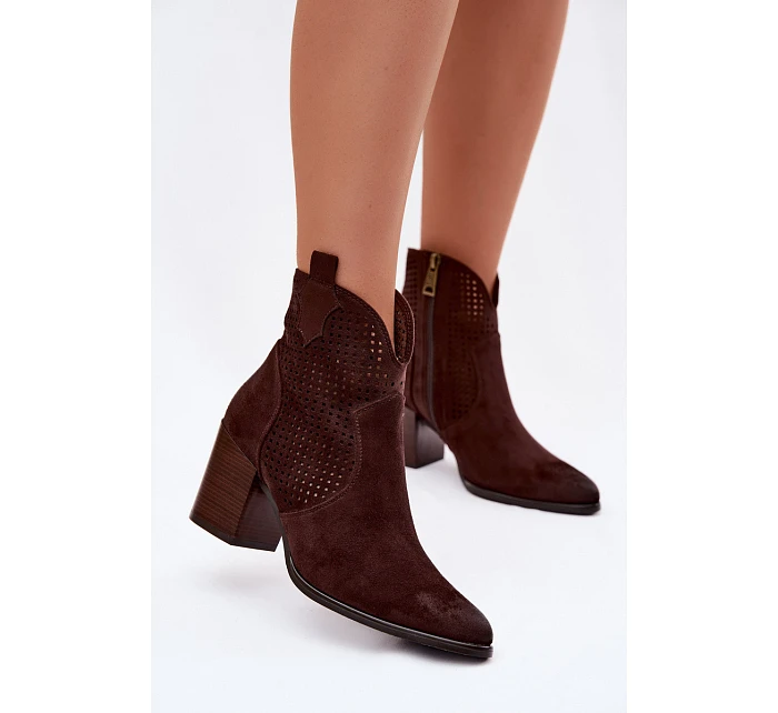 Dámské perforované kotníkové boty Vinceza 58640 Čokoládové