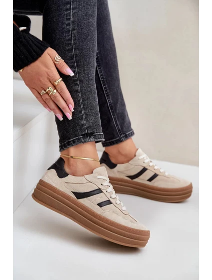 Zazoo N1176 Semišové tenisky na platforme béžová Zazoo N1176 Semišové tenisky na platforme béžová