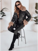 Dámská kožená bunda s kožešinou černá Dstreet model 21991887 - FashionStreet