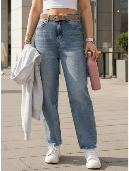 Dámské džínové kalhoty s páskem Dstreet model 21996330 - FashionStreet Dámské džínové kalhoty s páskem Dstreet model 21996330 - FashionStreet