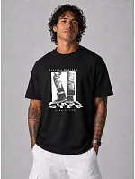 Tshirt męski z nadrukiem bawełniany oversize czarny model 22216089 - FashionStreet