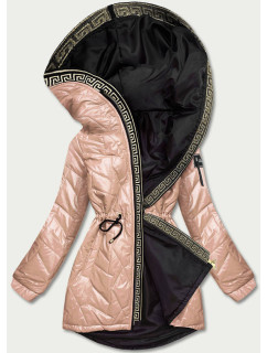 Béžová dámska bunda s ozdobným prešívaním (B8092-101)