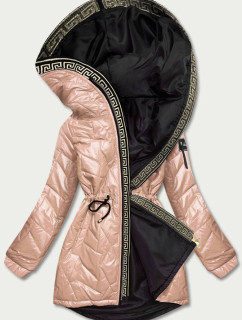 Béžová dámska bunda s ozdobným prešívaním (B8092-101)