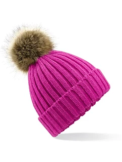 B 412 Pletená čepice s bambulí model 22433254 fuchsia - Beechfield