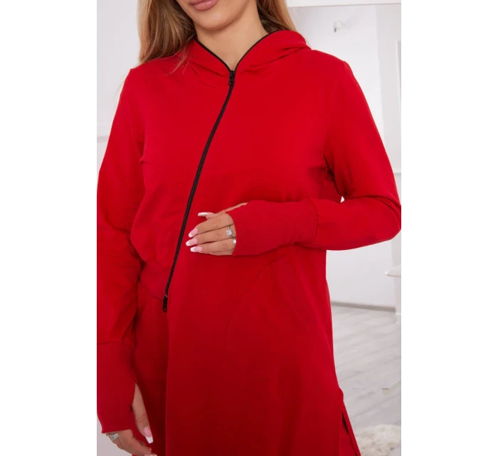 Súprava mikín s dlhšími stranami červená