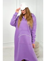 Zateplené šaty s kapucňou fialka