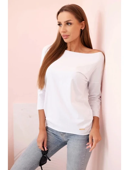 Dámska blúzka s lodičkovým výstrihom biela